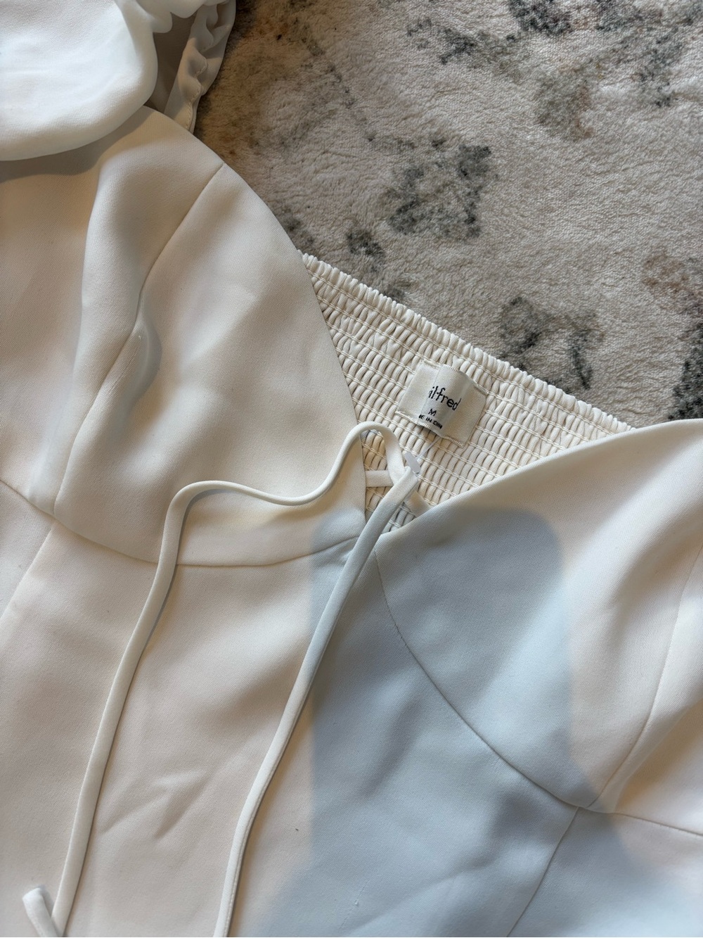Aritzia Wilfred Ivory Ifred Bustier Top with Smocked Back
